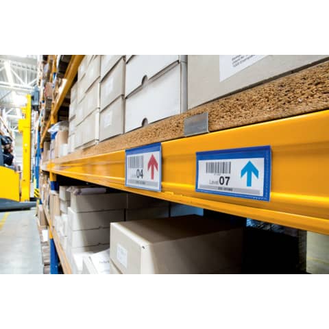 Tasche per identificazione Durable con bande magnetiche blu f.to esterno mm. 130x53- inserto 100x38mm cf. 50 - 174107